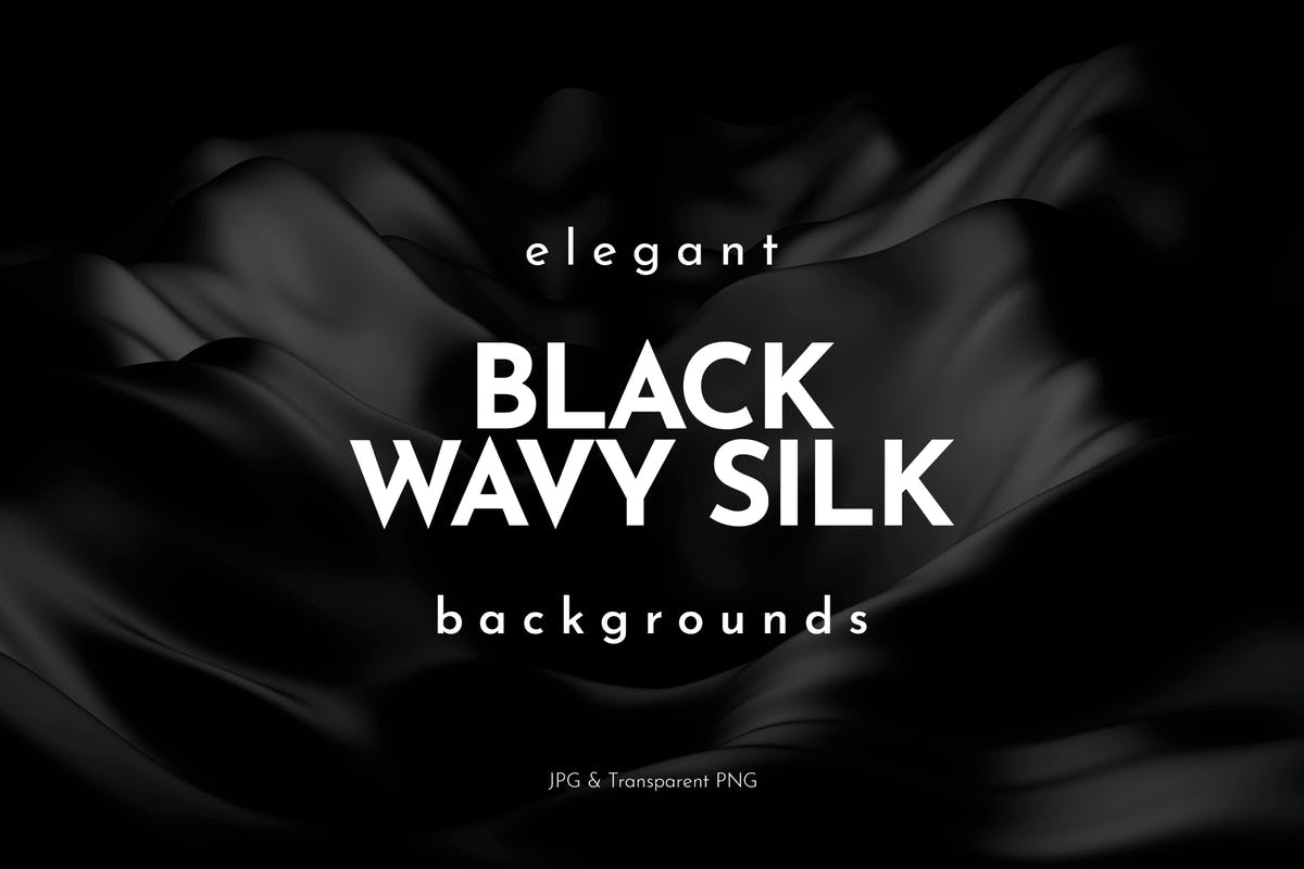 优雅黑色波浪丝绸绸缎背景 Elegant Black Wavy Silk Backgrounds插图