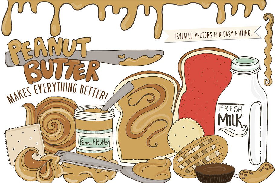 花生酱食物手绘矢量插图 Food Illustrations – Peanut Butter插图(5)