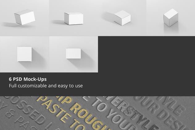 纸质包装盒外观设计样机模板 Package Box Mock-Up – Flat Square插图(1)