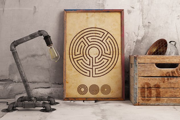 50款迷宫图形设计印章纹理合集 Labyrinth Stamps插图10