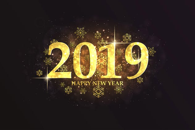 2019年新年金色数字贺卡海报设计模板 Happy New Year 2019 Golden Greeting Cards插图(5)