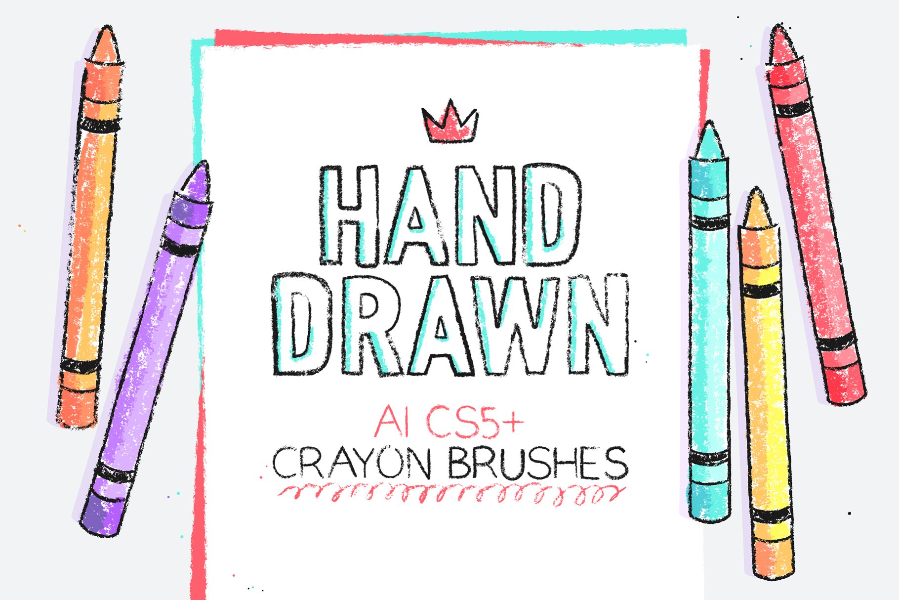 130+蜡笔笔画AI笔刷合集 Wax crayon AI brushes插图