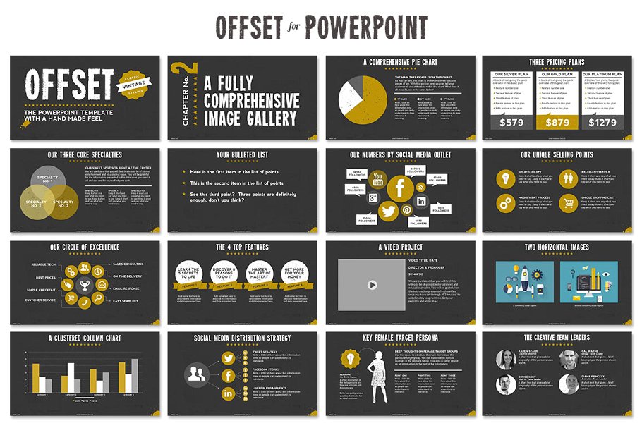 创意复古打印风格PPT演示模板 Offset Powerpoint Template插图(8)