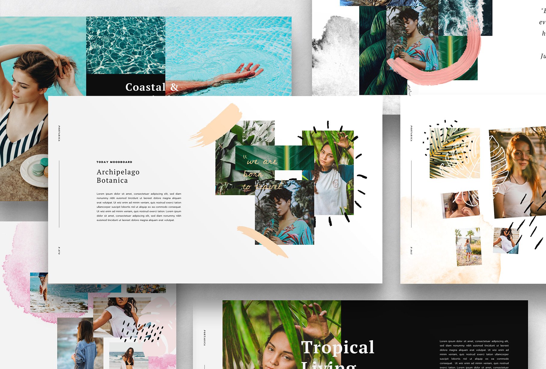 夏季热带主题剪贴簿/拼贴风格PPT幻灯片模板 PORTARICA – Powerpoint Template插图(2)