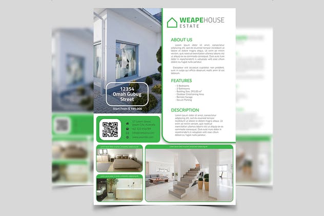 极简主义设计风格房地产介绍海报设计模板 Minimalist Real Estate Flyer插图(2)
