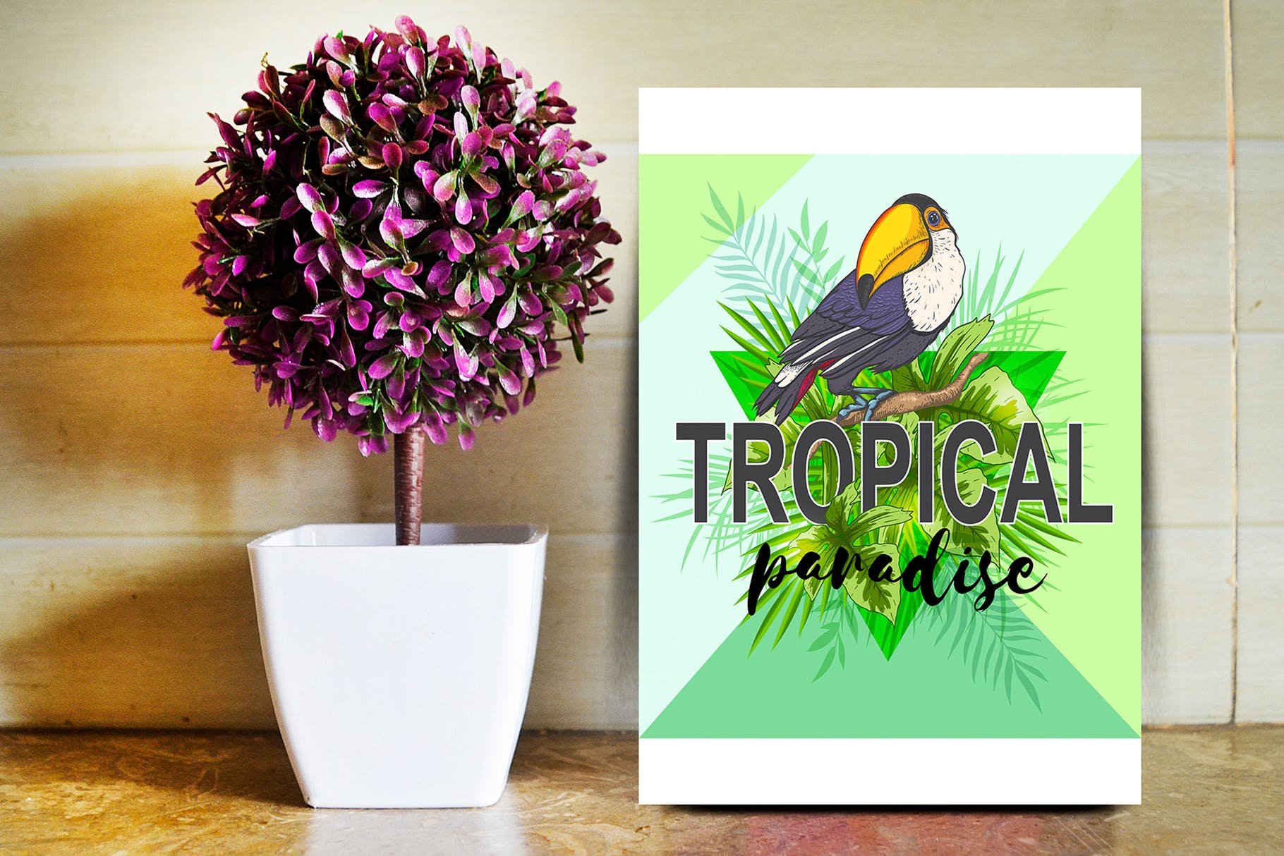 巨嘴鸟&花卉水彩手绘矢量插画素材 Tropical Vibes Vector Design Kit插图(5)