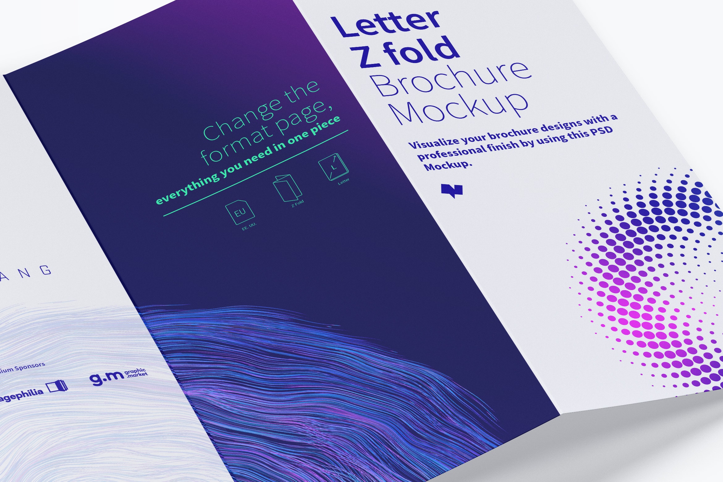 三折页设计传单版式效果图样机02 Letter Z Fold Brochure Mockup 02插图3
