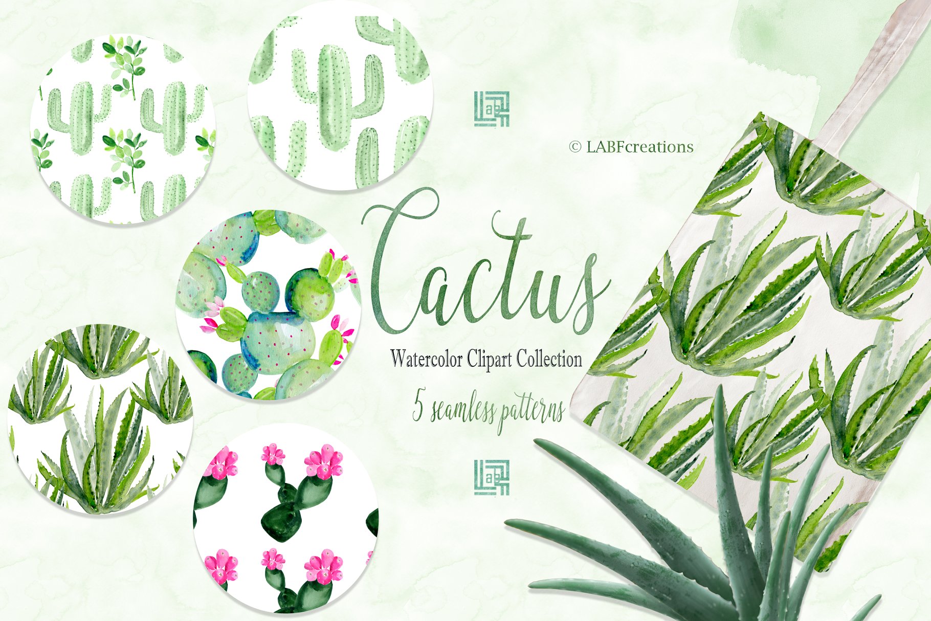 仙人掌水彩剪贴画合集 Cactus watercolr clipart collection插图4