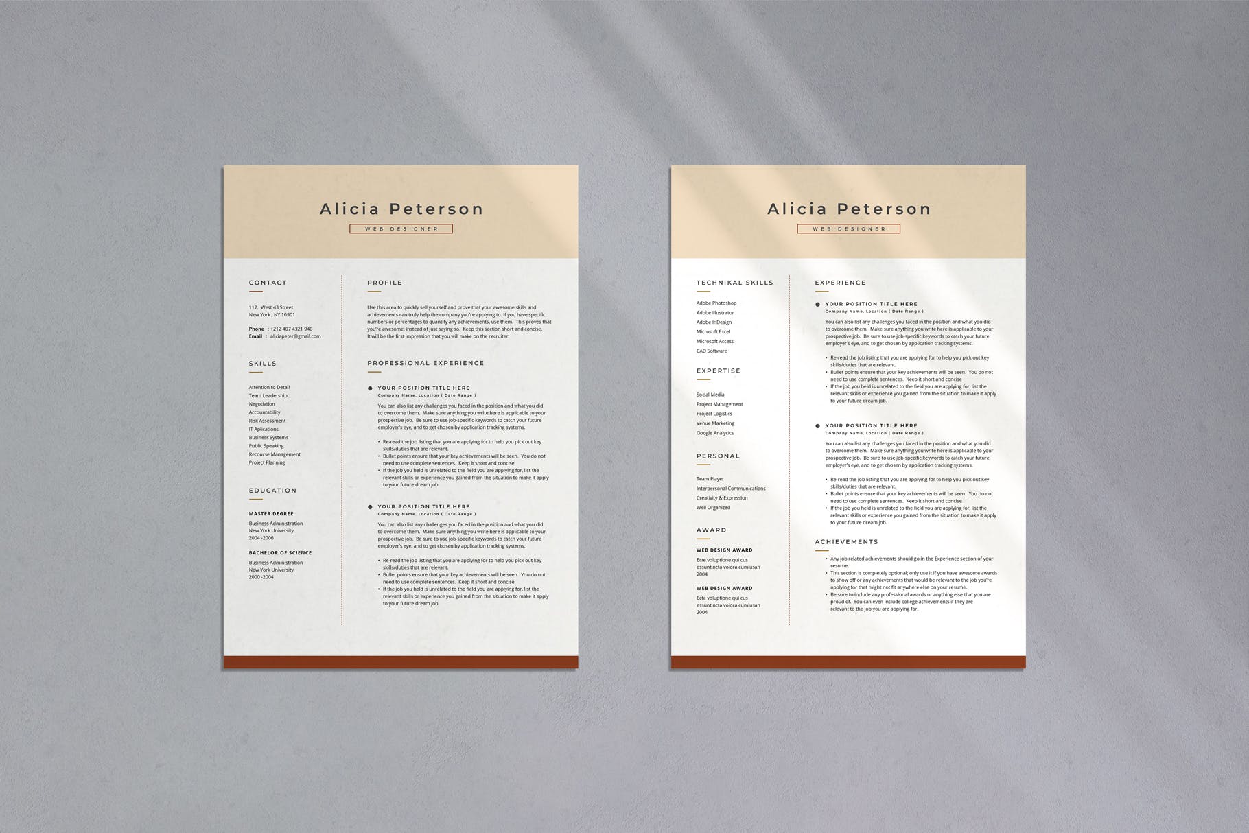 专业个人履历表设计模板v03 Professional CV Resume – 03插图(1)