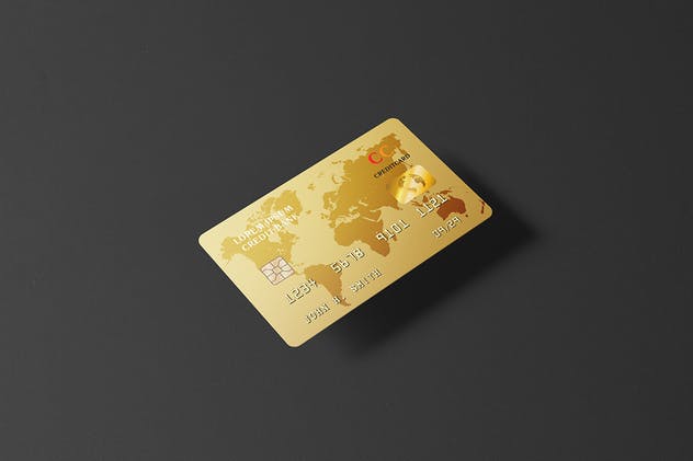 高端亮金风格银行信用卡样机 Golden Credit Card Mockup插图(4)