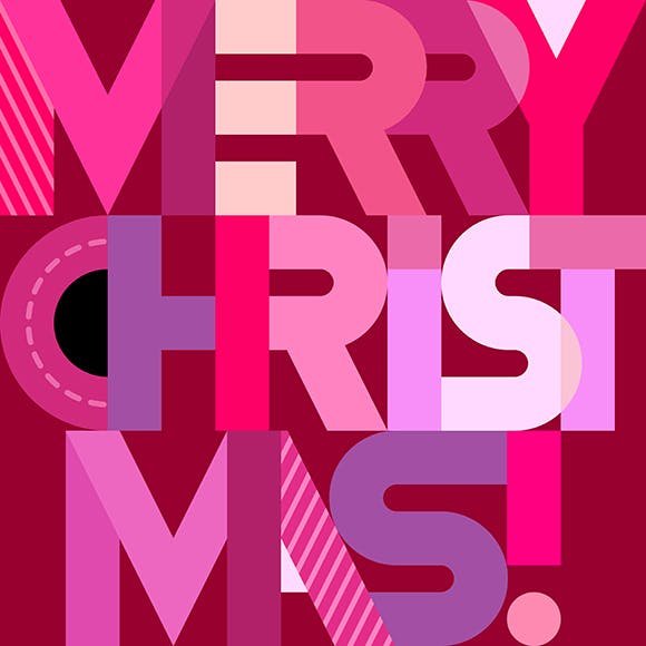 圣诞节主题装饰文字矢量图形素材 Merry Christmas decorative text (two options)插图2