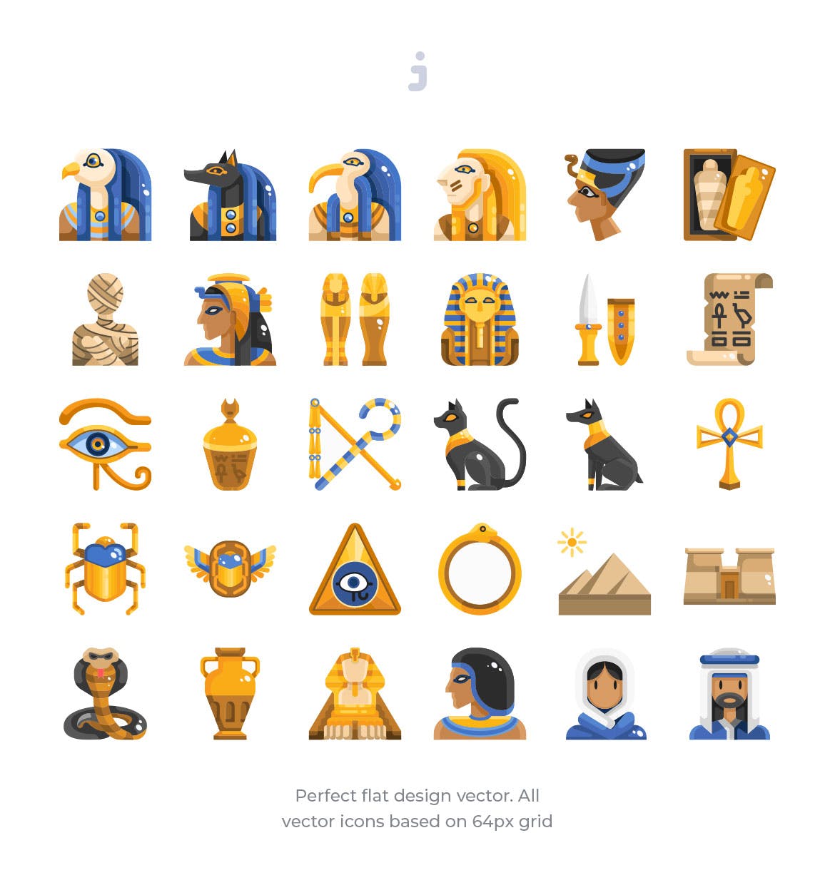 30枚埃及元素扁平设计风格矢量图标 30 Egypt Element Icons – Flat插图1