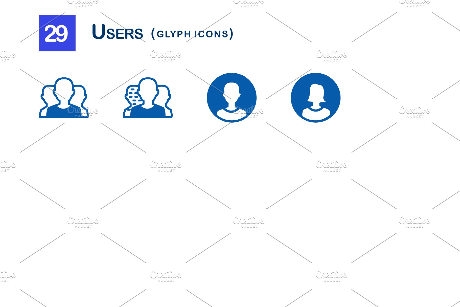 29款用户头像设计小图标素材 29 Users Glyph Icons插图(2)