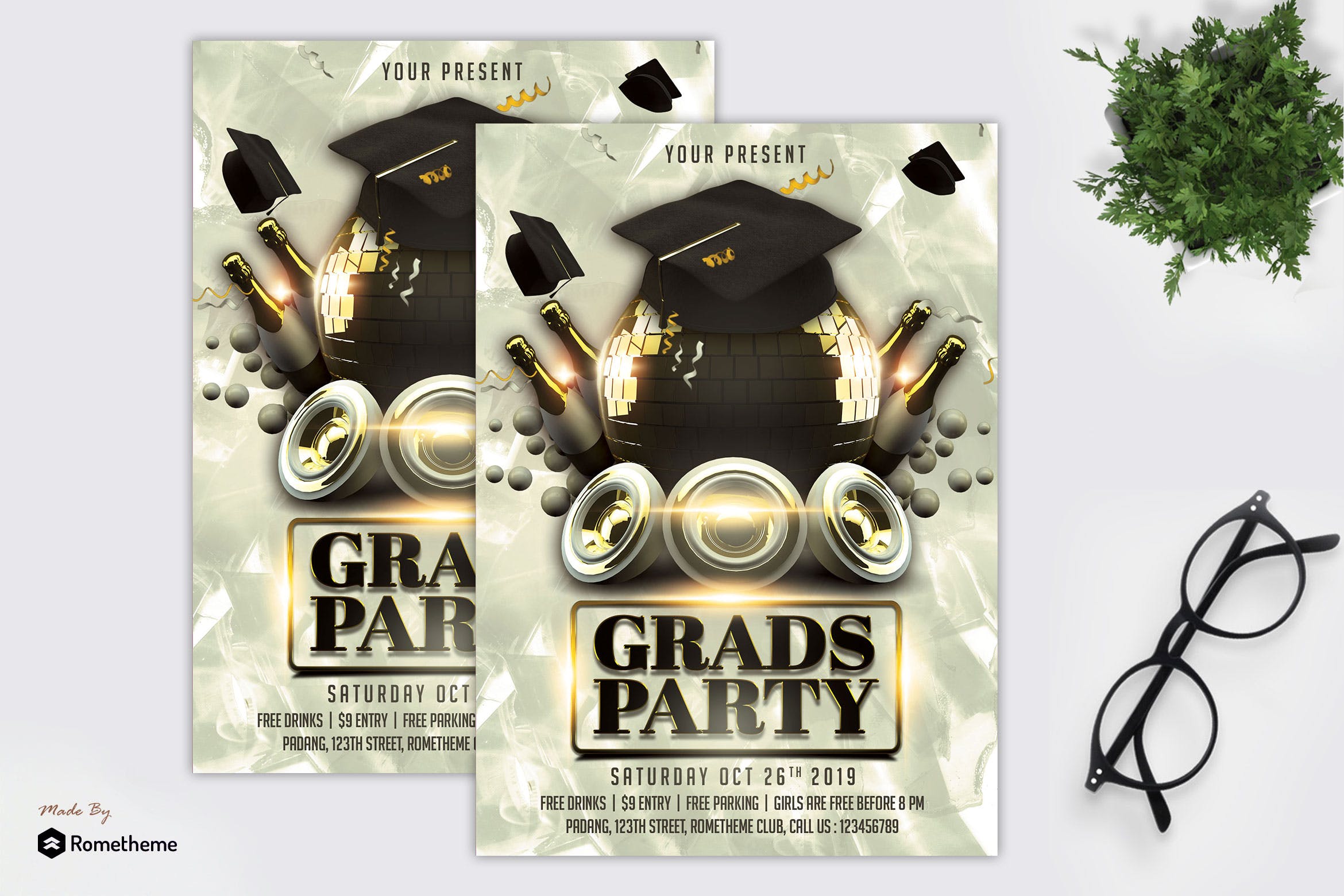 毕业活动派对海报传单设计模板 Graduation – Party Flyer Template MR插图