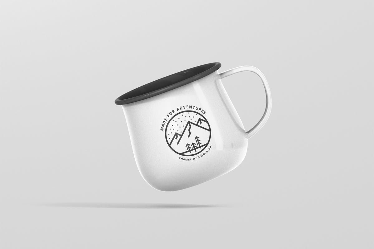 高分辨率圆形珐琅杯子样机 Round Enamel Mug Mockup插图