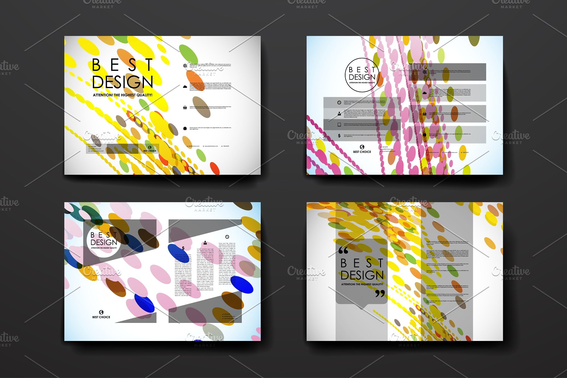 抽象彩色几何椭圆图形宣传册模板 Brochure Templates插图(7)