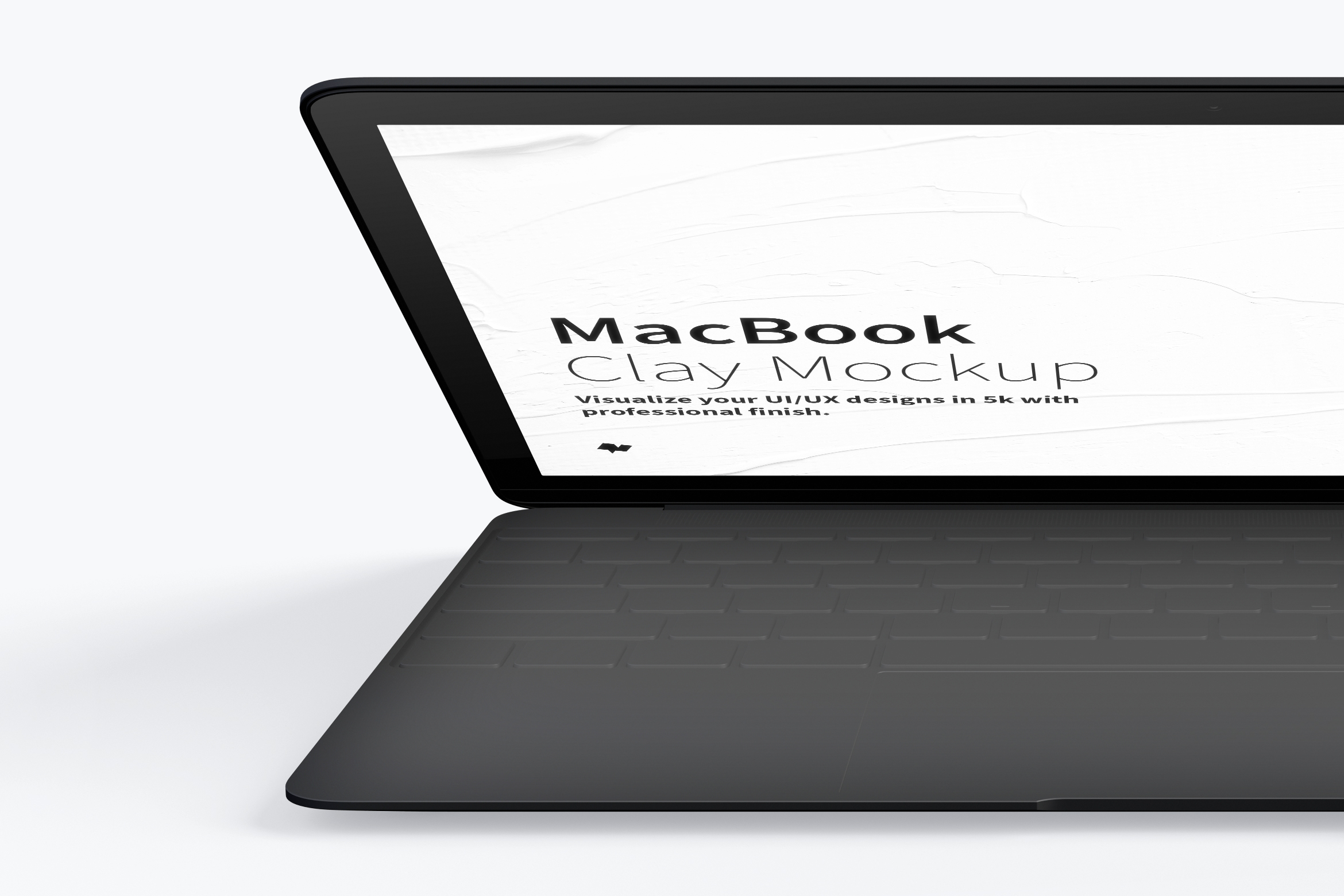 MacBook笔记本电脑前视图黏土样机02 Clay MacBook Mockup, Front View 02插图(1)