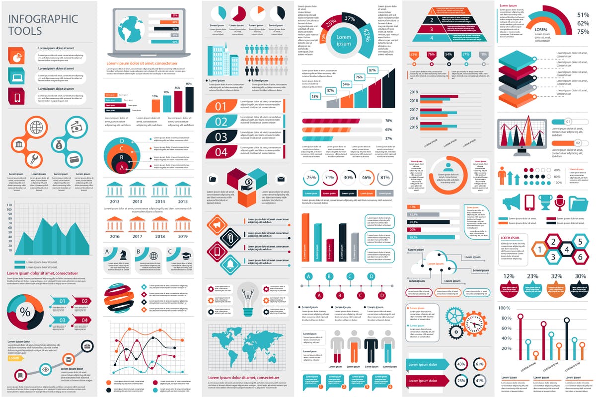 信息数据统计分析信息图表灯片设计元素 Infographic Elements插图