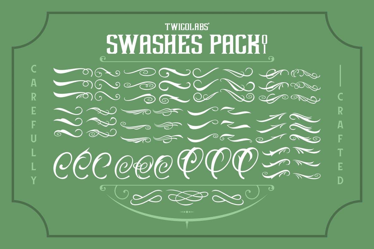 花饰/装饰符号矢量设计素材包 Twicolabs Swashes Pack插图