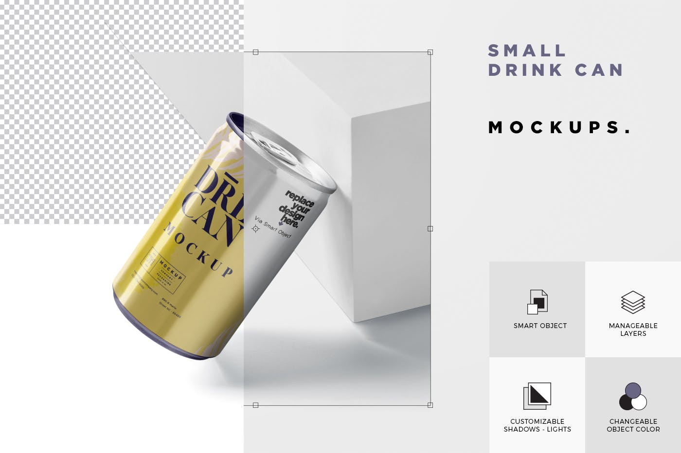 小型饮料易拉罐外观设计样机模板 Small Drink Can Mock-Up插图(5)