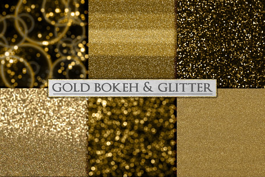 奢华金色闪光散景背景纹理 Gold Bokeh and Glitter Backgrounds插图(1)