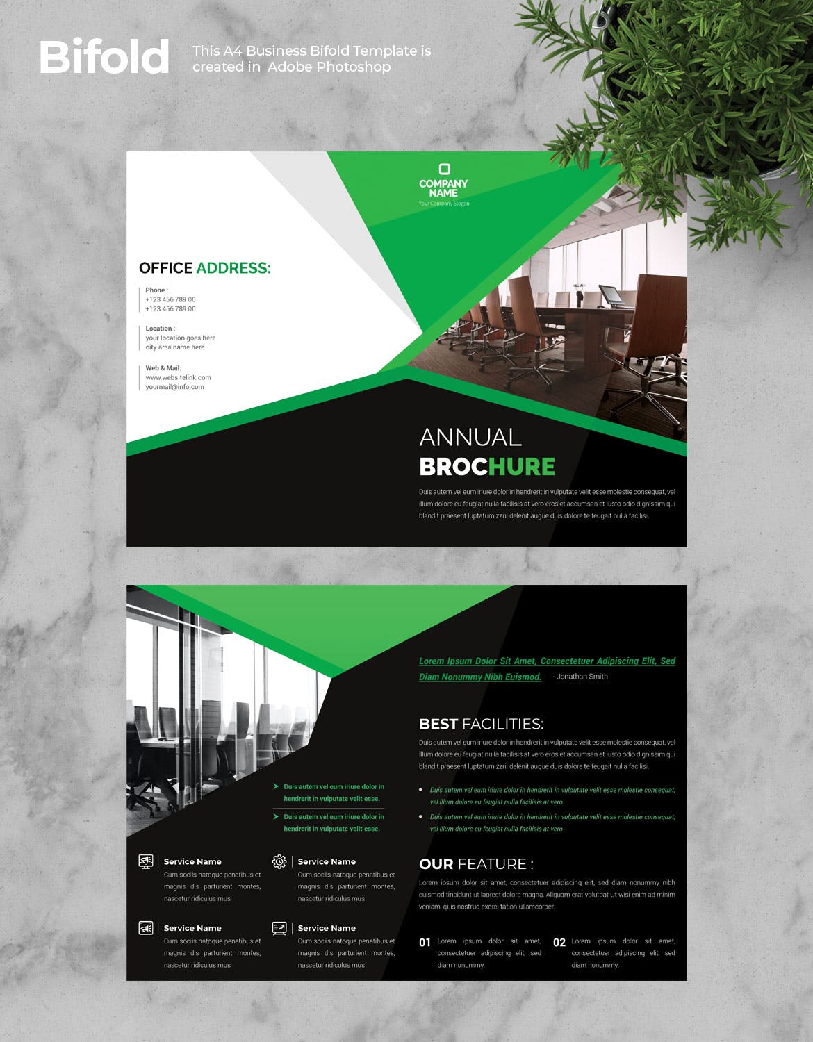 高端上市公司介绍对折页宣传册设计模板v2 Business Bifold Brochure插图1