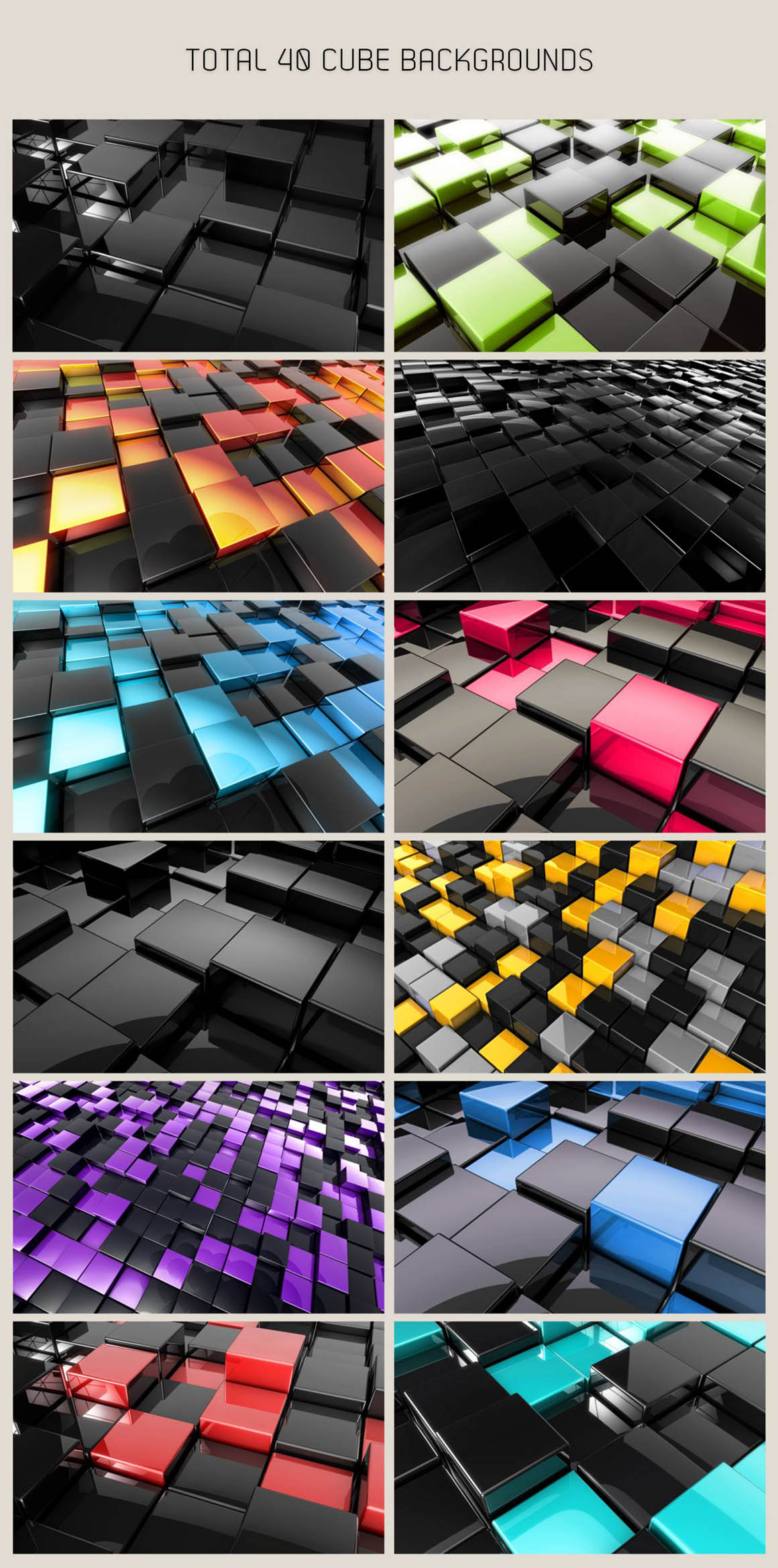 光滑的3D立方体背景图 Free 3D Glossy Cube Backgrounds插图1