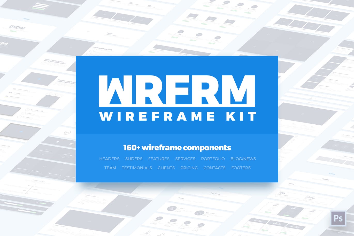 160+网站设计线框图元素设计素材 WRFRM – Wireframe Kit插图