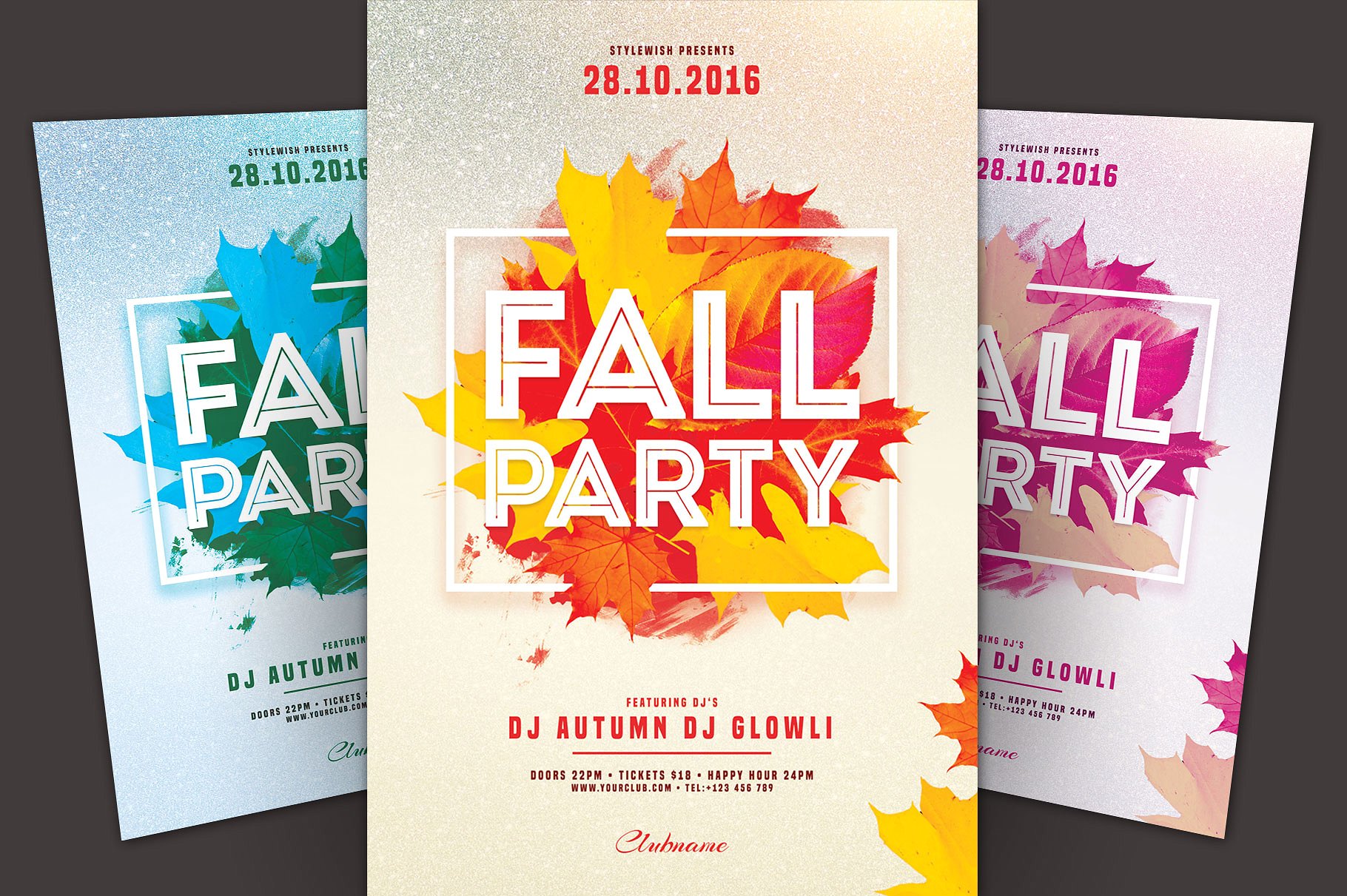 秋季派对传单模板 Fall Party Flyer Template插图