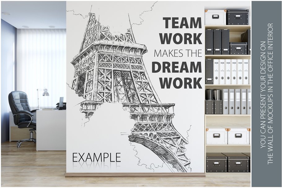 办公室墙纸设计样机模板合集 OFFICE Interior Wall Mockup Bundle插图(5)