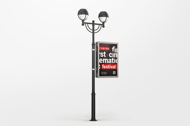城市灯柱海报广告牌样机 Lamp Post Advertising Mockup插图(5)
