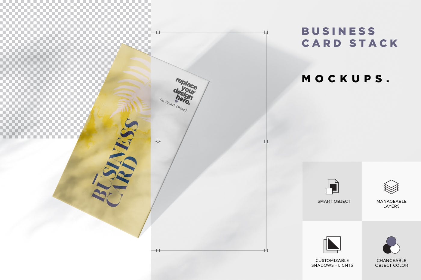 企业名片侧立面效果图样机模板 Business Card Stack Mockup in 90×50 Format插图(5)