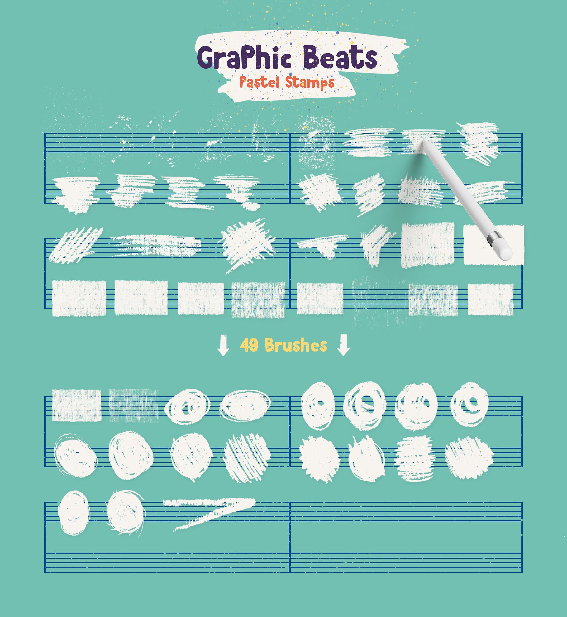 一大批艺术笔刷合辑下载 Graphic Beats Brushes for ProCreate [abr]插图2