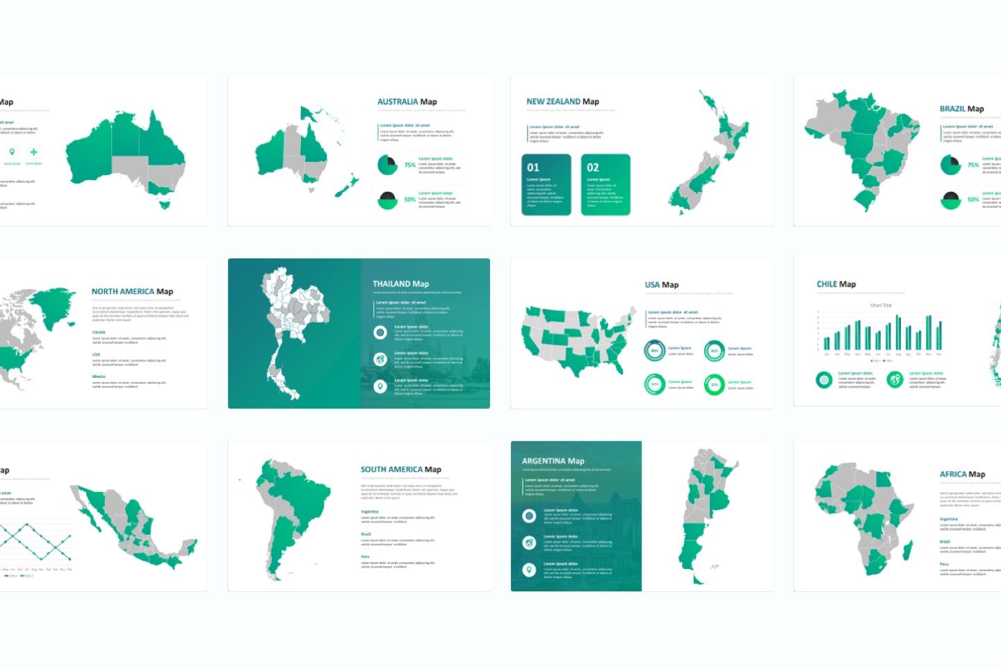 世界地图PPT幻灯片模板素材下载 World Maps powerpoint Template插图(3)