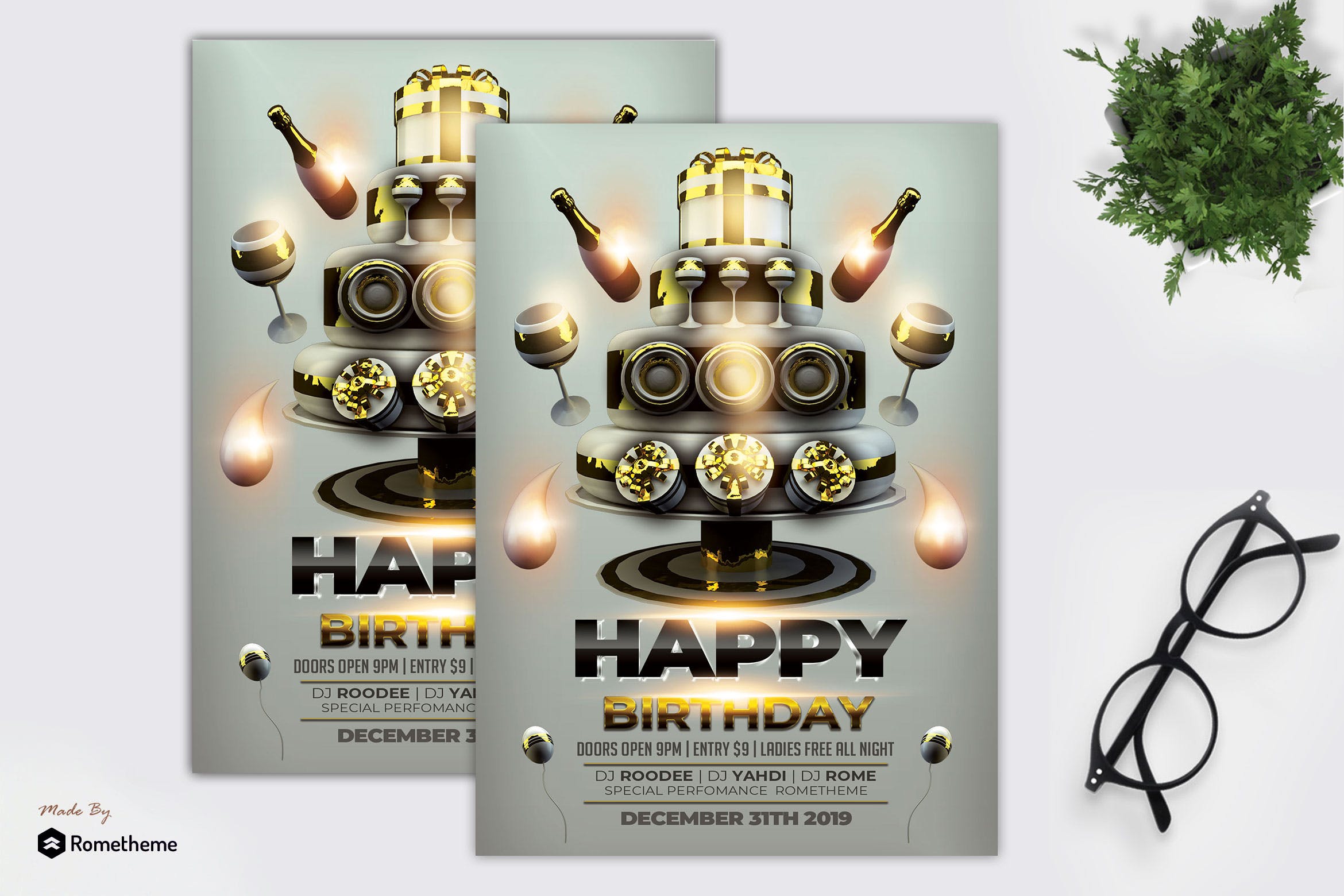 生日会活动派对海报传单设计模板 Happy Birthday Flyer Template MR插图