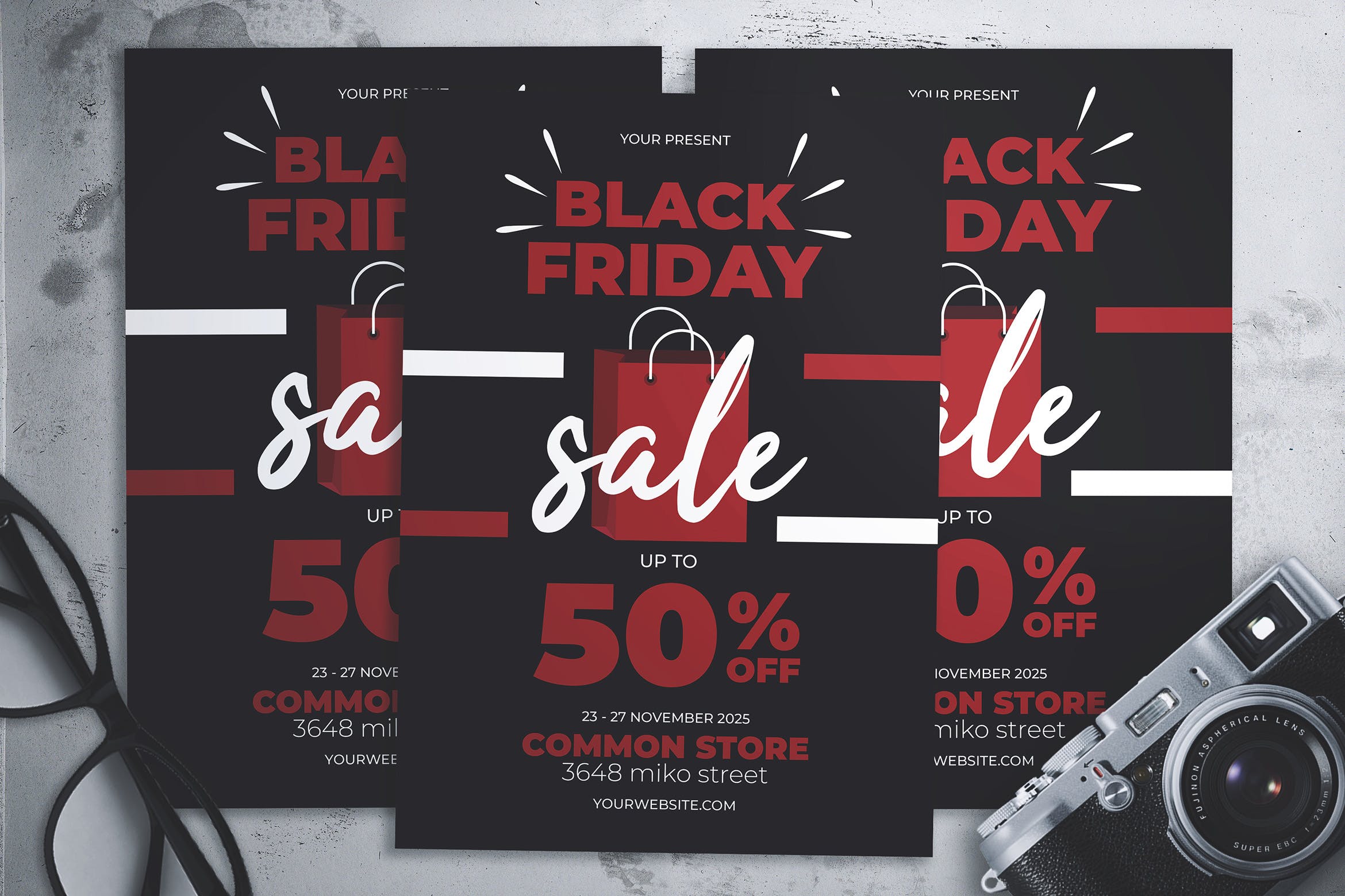 黑色星期五店铺打折活动宣传海报传单设计模板 Black Friday Flyer插图
