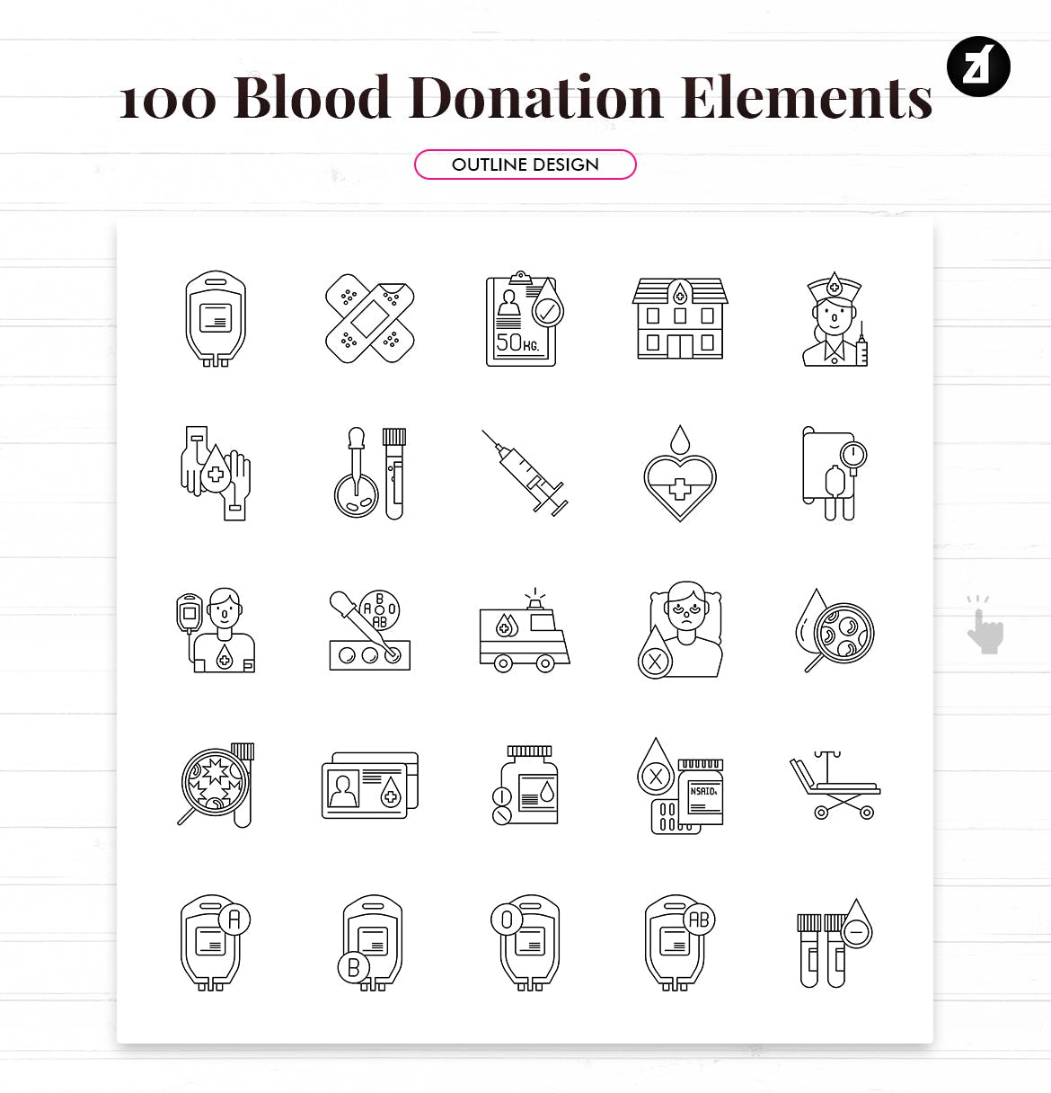 100个红十字会献血元素主题矢量图标 100 Blood donation elements插图4