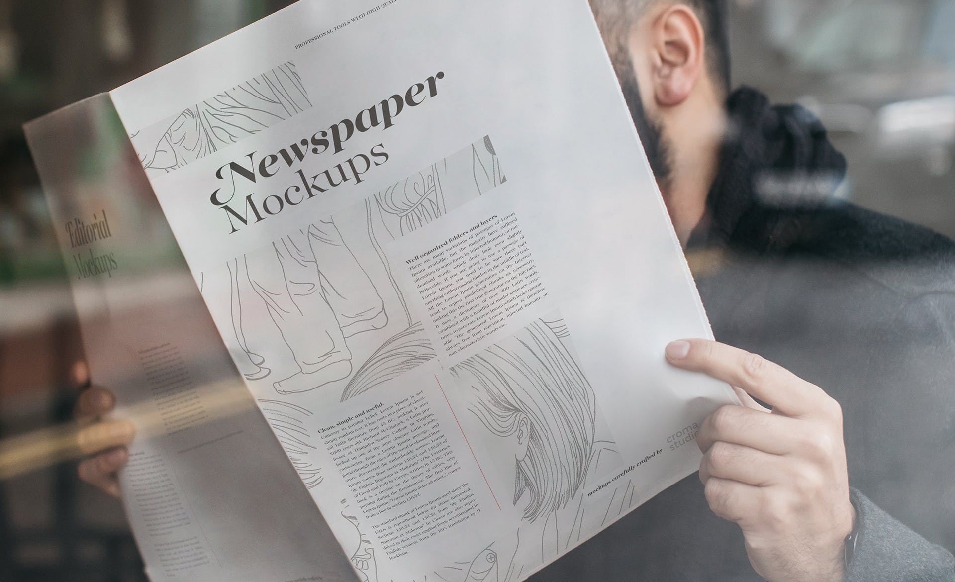 报纸版面设计图预览样机模板 Newspaper Mockups插图(4)