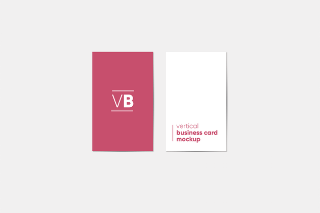 简约企业名片/卡片设计样机模板 Vertical Business Card Mockup插图(1)