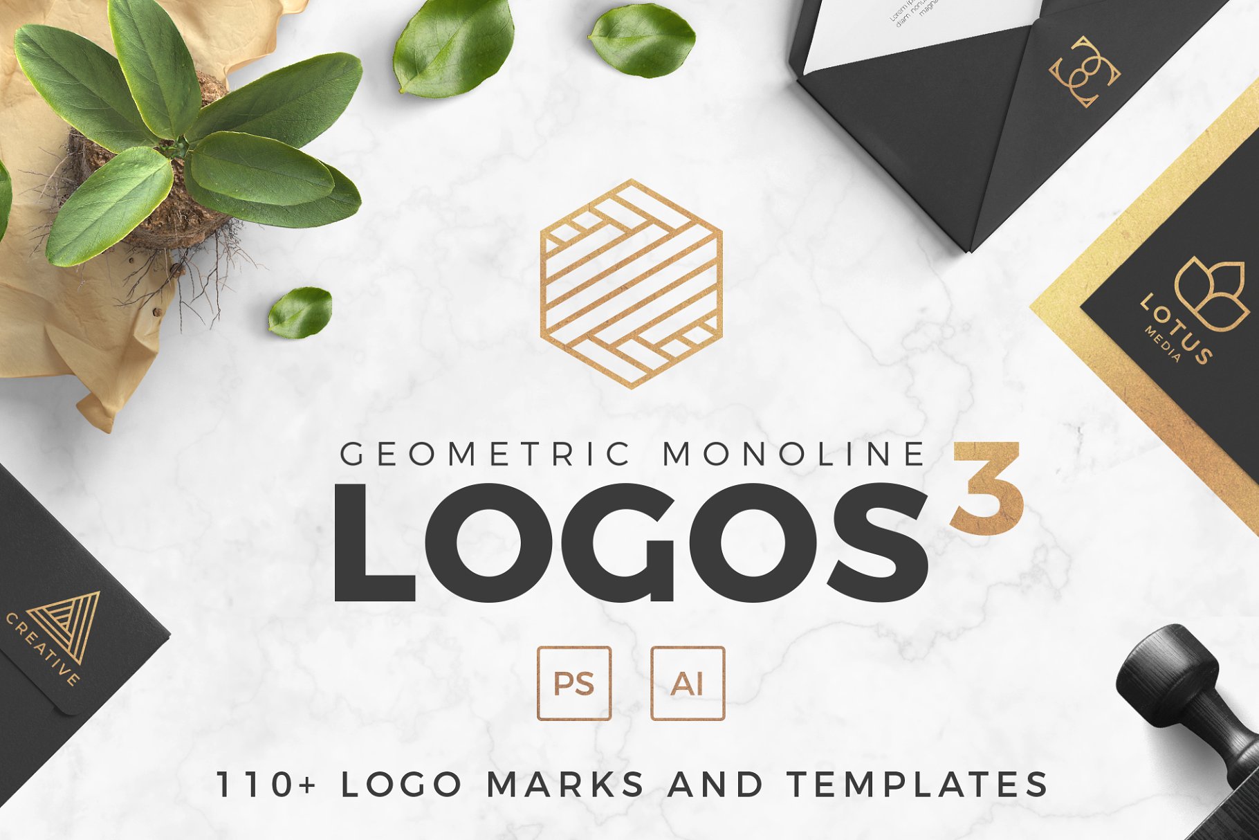 单线几何图形Logo设计元素＆预制Logo制作模板 Logos and Marks – volume 03插图