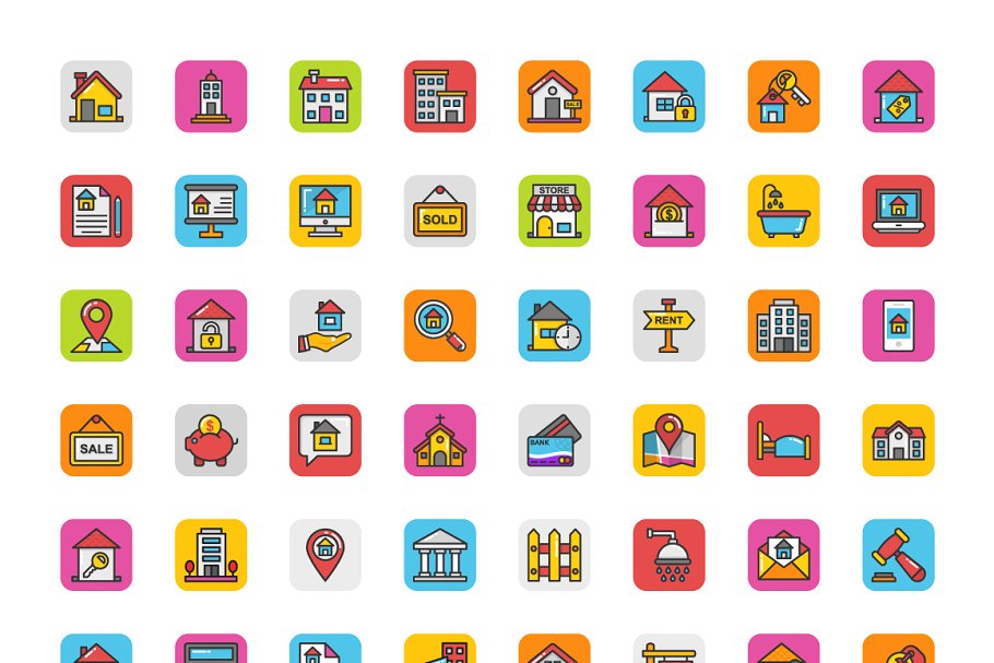 200枚房地产图标 200 Real Estate Icons插图1