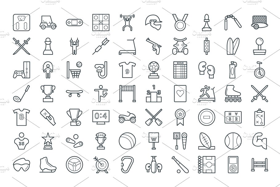 125+体育运动主题矢量ico图标 125+ Sports Vector Icons插图(2)