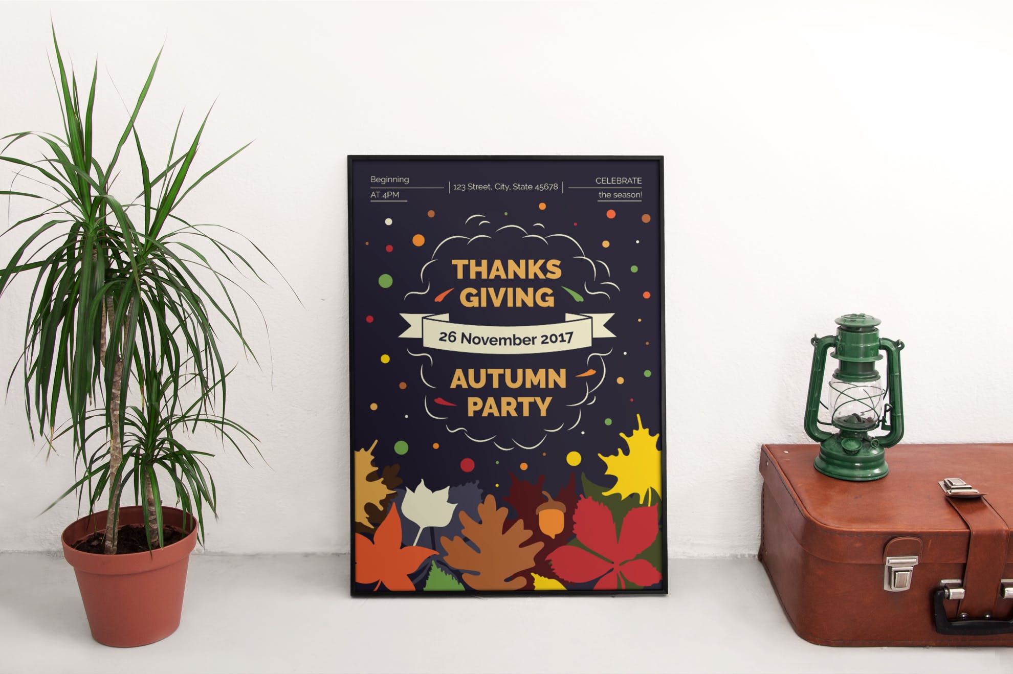 感恩节活动派对传单&海报设计模板 Thanksgiving Party Flyer and Poster Template插图(4)