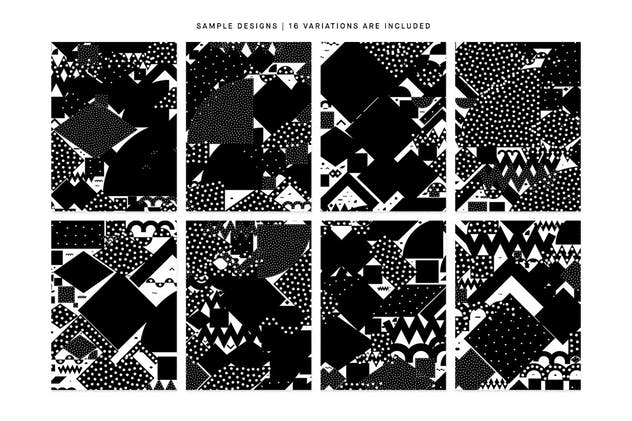 20款黑色抽象图形背景 Mono Contain – Background Patterns插图(1)
