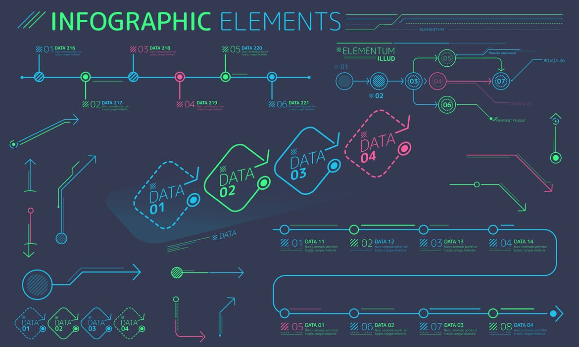 扁平化设计风格信息图表数据演示设计素材 Flat Infographic Elements插图7