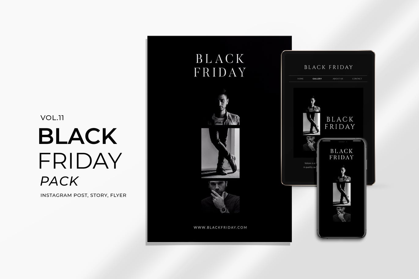 多尺寸黑色星期五促销活动宣传单设计模板v11 Black Friday Promotion Flyer and Instagram Vol. 11插图
