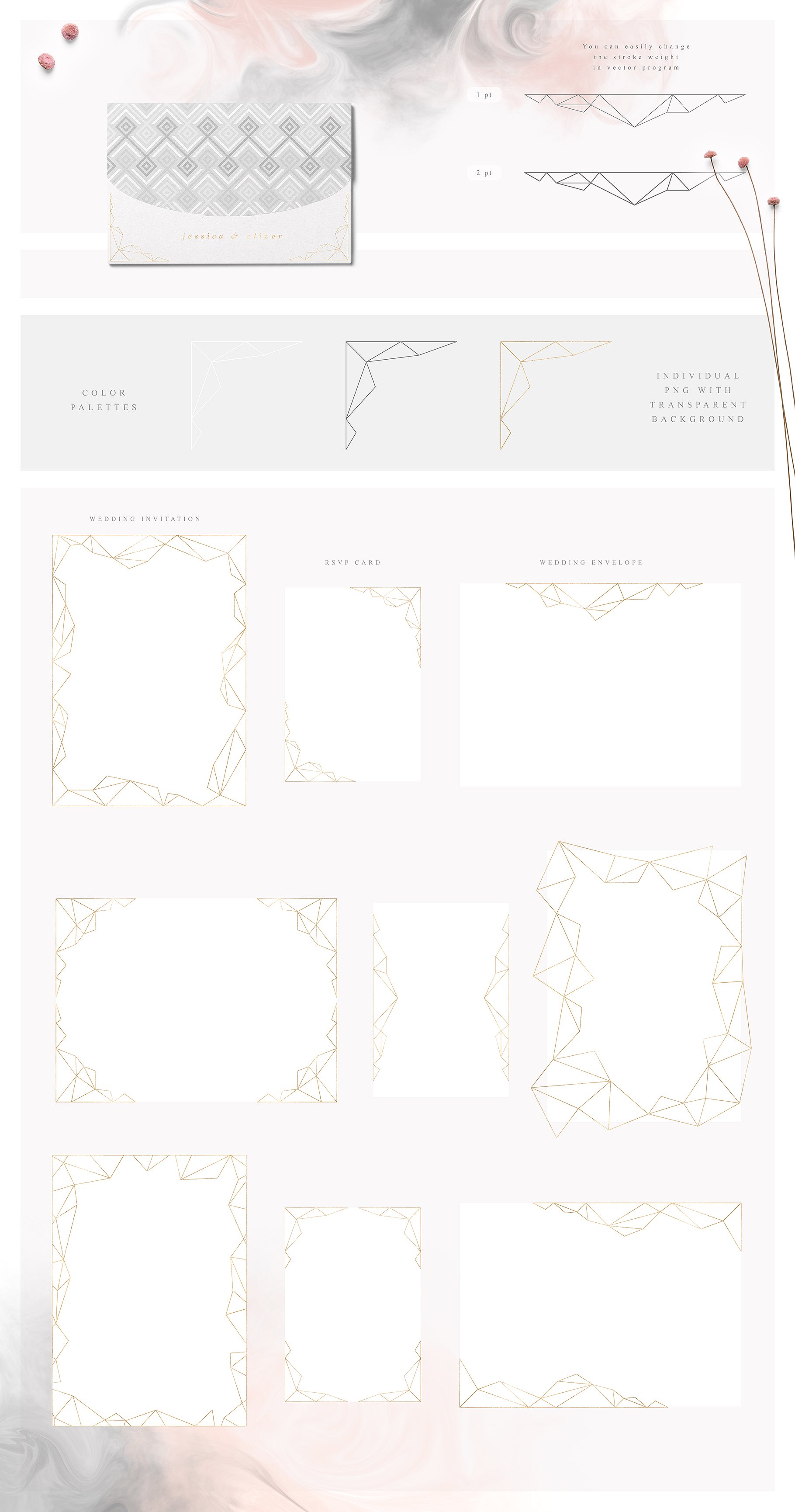 淡雅柔和的灰粉设计元素合集 Tender Mist Collection Pro插图(7)