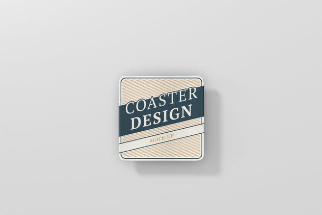 高品质圆角方形杯垫样机 Square Coaster Mock-Up Round Corner插图(5)