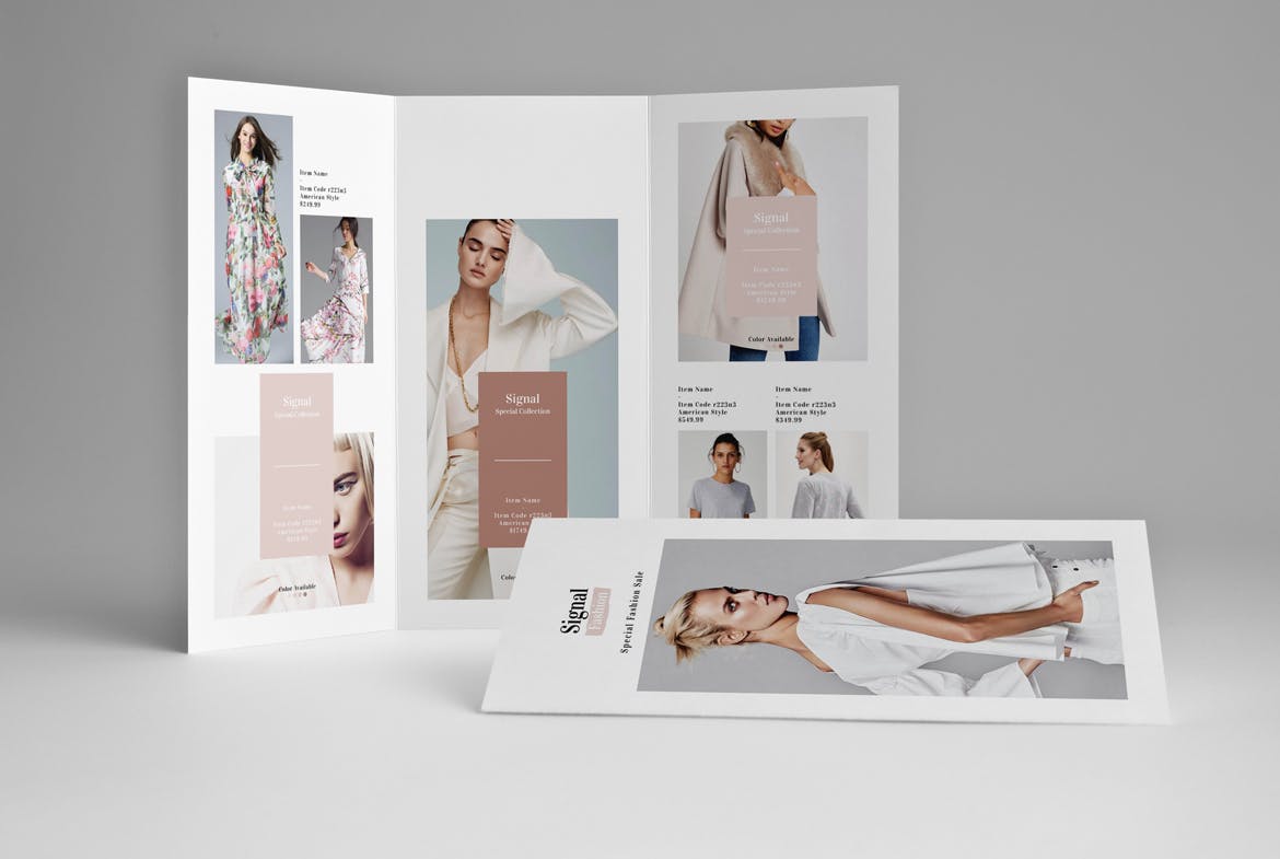 时尚行业三折页宣传页设计模板 Fashion Trifold Brochure插图(5)