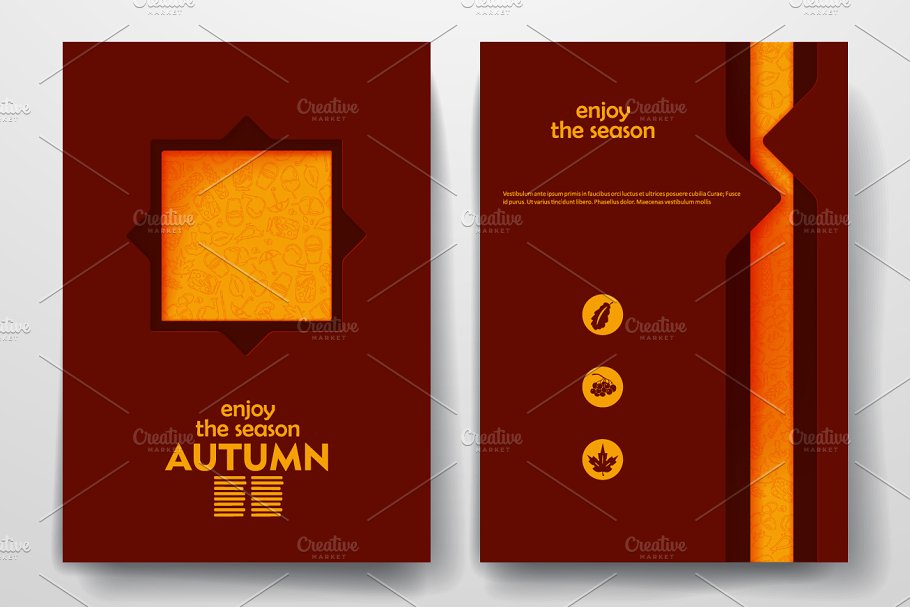 秋天果实丰收季节主题小册子模板 Autumn brochures插图4